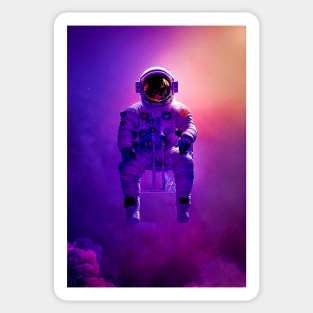 Astronaut sitting on a chair in space Sticker